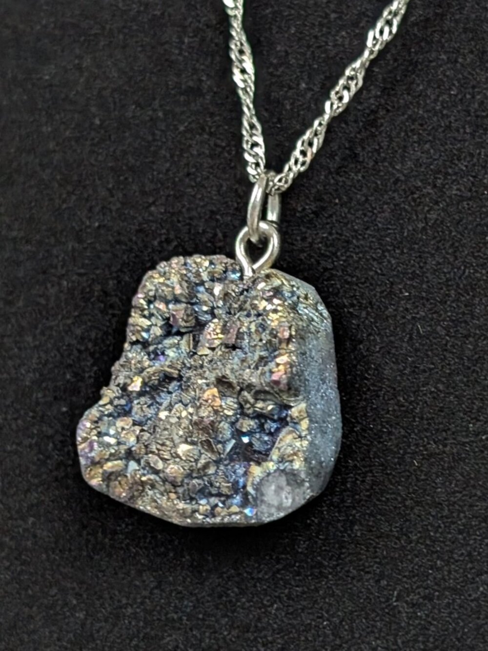 Colourful Coated Druzy Quartz Pendant Necklace